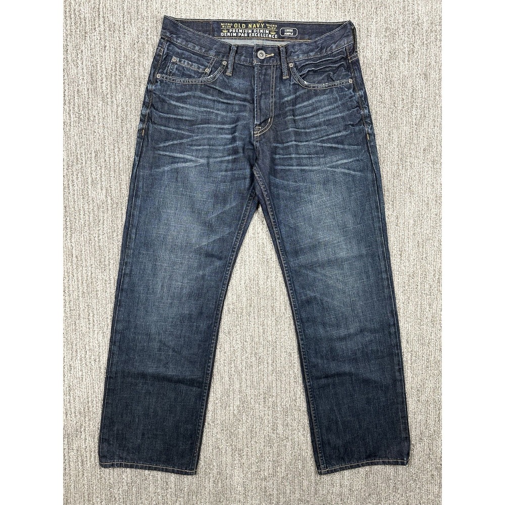 Old Navy Loose Mens Jeans Denim Everyday Casual Pants 30x30 Fits 33x30 Wiskering